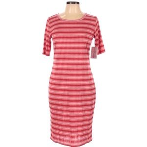 LulaRoe Julia Dress Large Ribbed Striped NWT